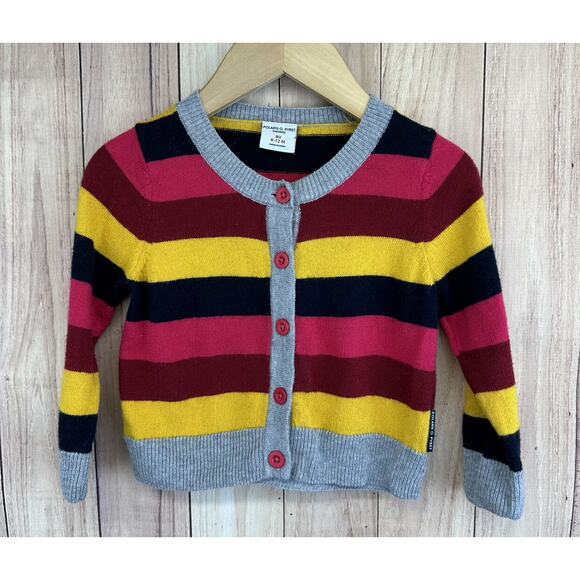 Polarn O. Pyret Girls' Striped Cardigan Sweater Size 9-12 Months - Picture 1 of 4
